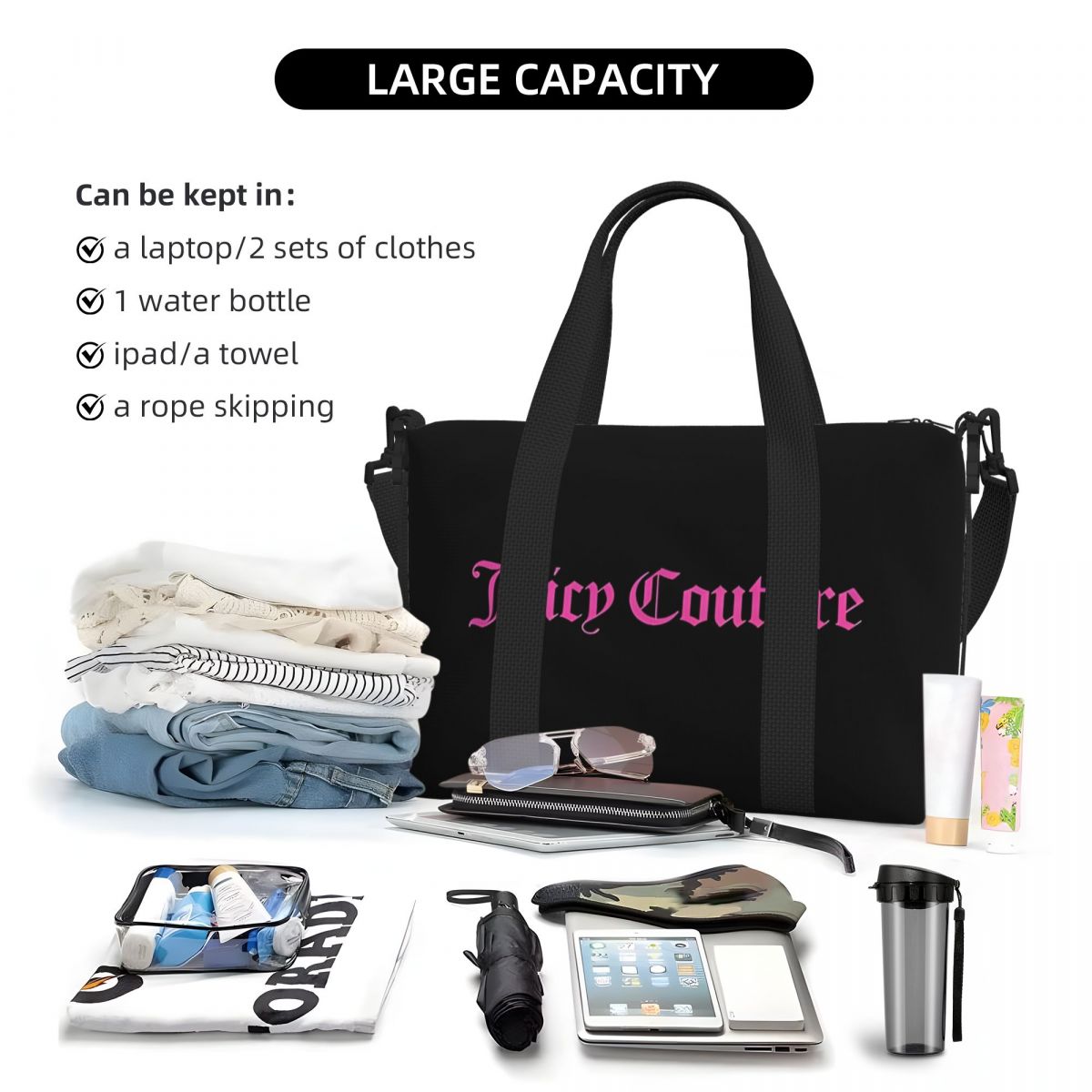 Juicy-Couture Weekend Gym Yoga Luggage Bags Men Women Sport Crossbody Bag Travel Handbag