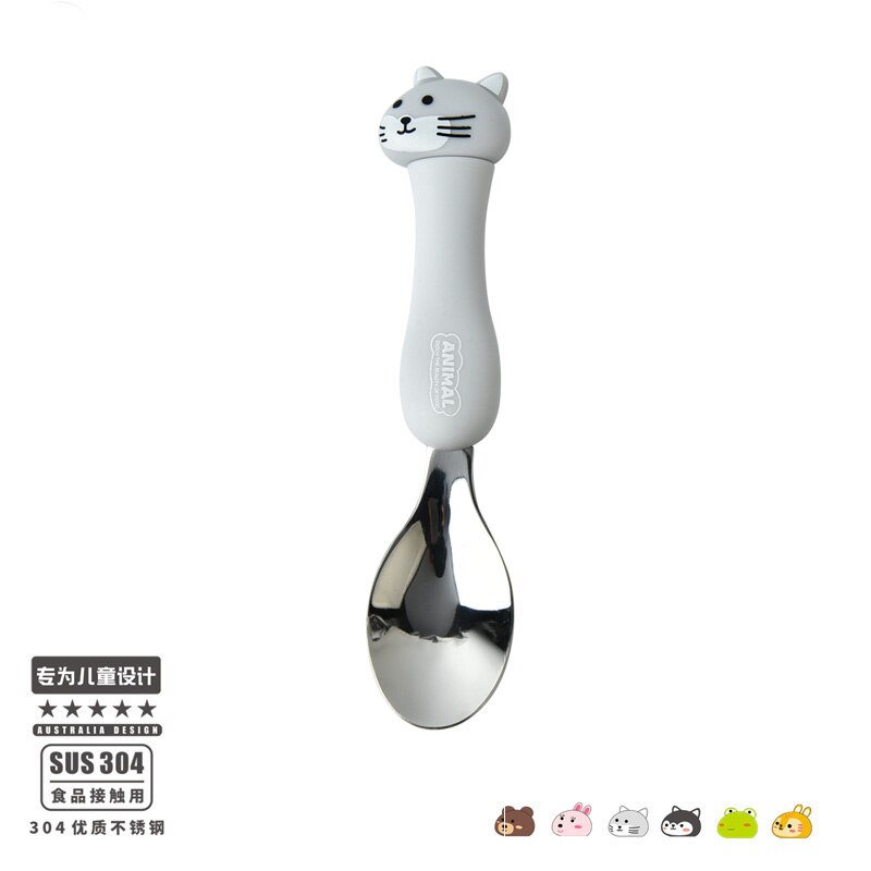 WHYOU Cartoon Stainless Steel Spoon Set Children Kid School Portable Outdoor Travel Cutlery With Storage Box: Z