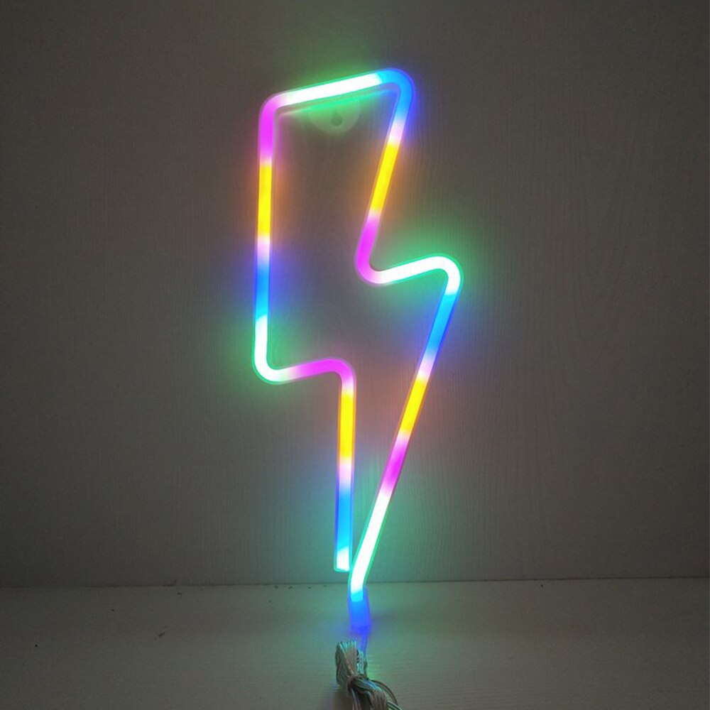 Led Neon Lamp Kleurrijke Bliksem Neon Sign Wanddecoratie Kamer Party Bruiloft Decoratie Kerstcadeaus Neon Licht Nachtlampje: colorful