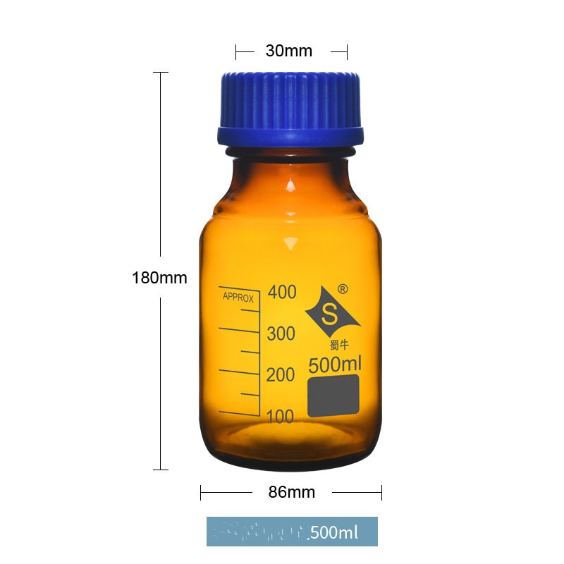 Blue Lid Brown Reagent Bottle 100-1000ml Chemical Reagent Bottle Laboratory Brown Scale Sealed Bottle