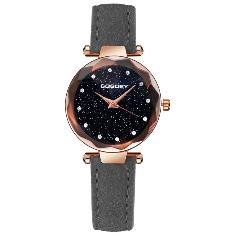 Gogoey frauen Uhren Leder Armbanduhr Frauen Uhren Damen Uhr Mujer Bajan Kol Saati Montre Feminino: grey