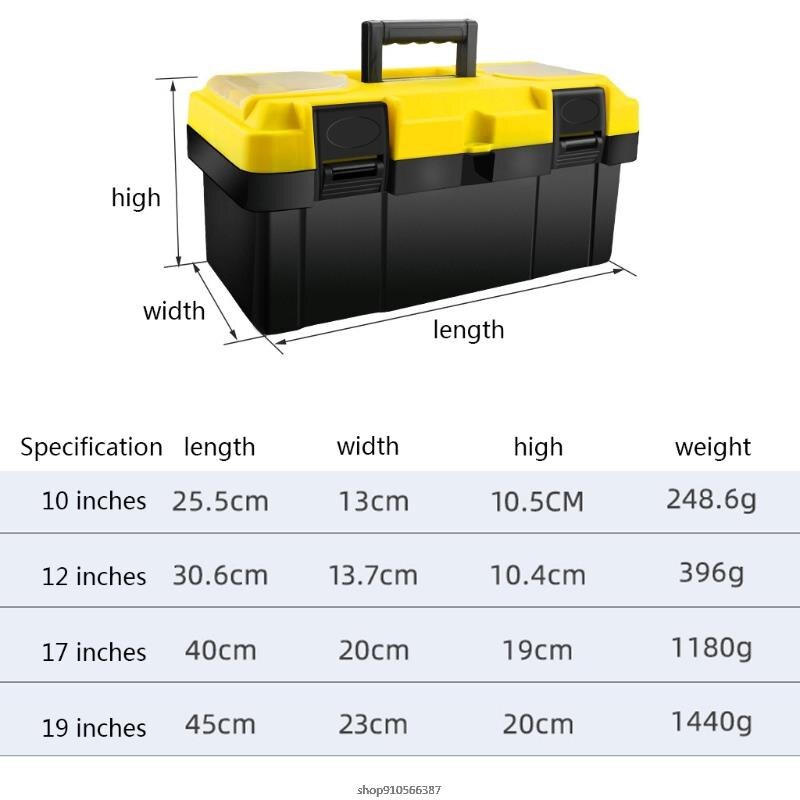 Plastic Tool Box with Removable Tool Tray for Home Improvement Mechanic Repair Construction Work Portable Anti-Fall