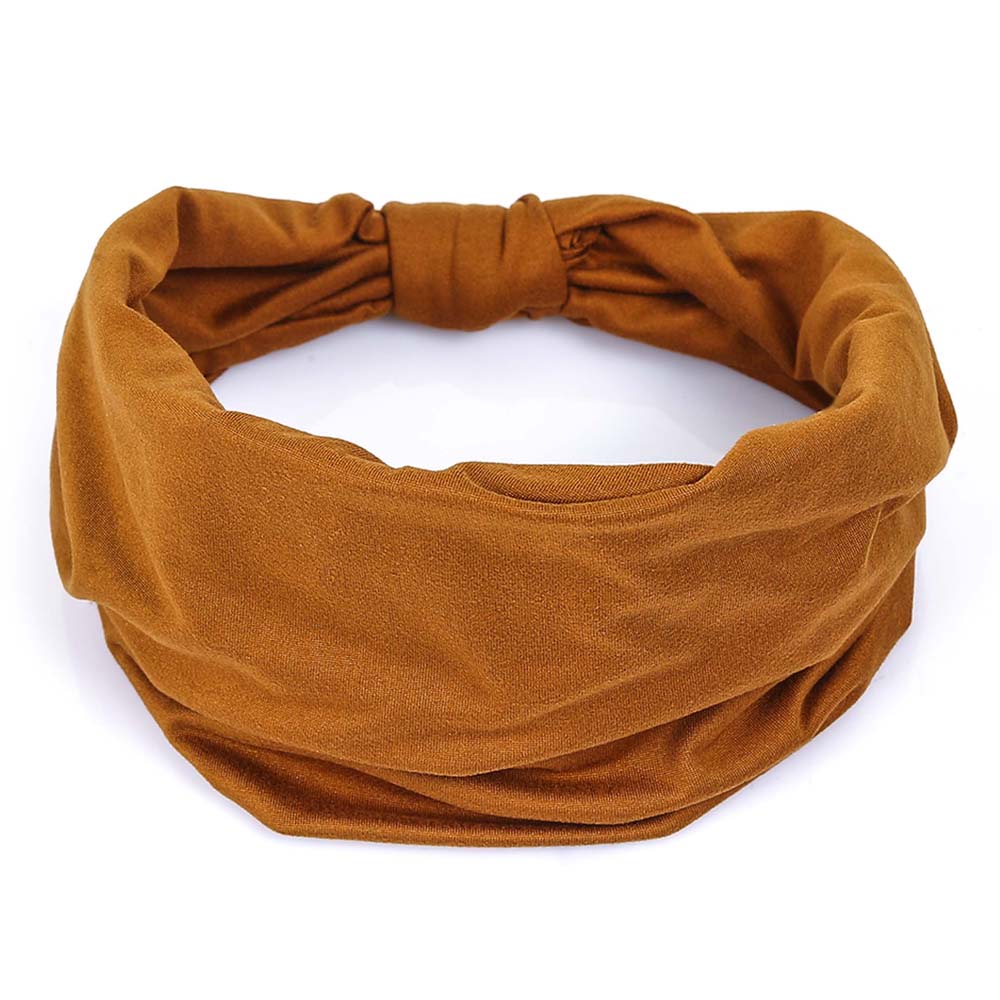 Diademas anchas para mujer, bandas elásticas suaves antideslizantes para el cabello, envolturas para la cabeza para Yoga y gimnasio, pañuelo de turbantes africanos de tela de algodón anudado: CAMEL