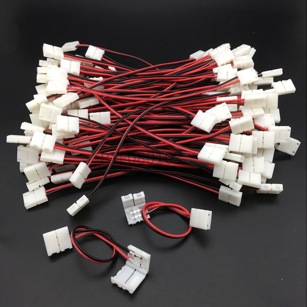 20 stks/50 stks/100 stks LED Strip Connector 2pin 10mm/8mm met Draad Gratis lassen Connector Voor 5050 3528 Enkele Kleur LED Strip