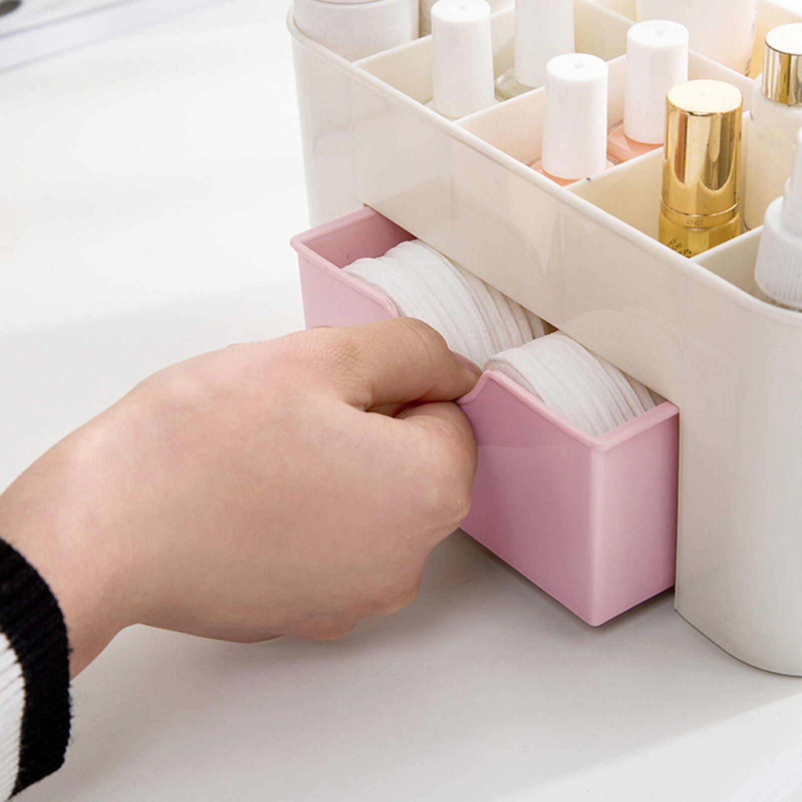 1 PC Organiser Box Saving Space Desktop Comestics Makeup Storage Drawer Type Box Organizador Escritorio Makeup Storage