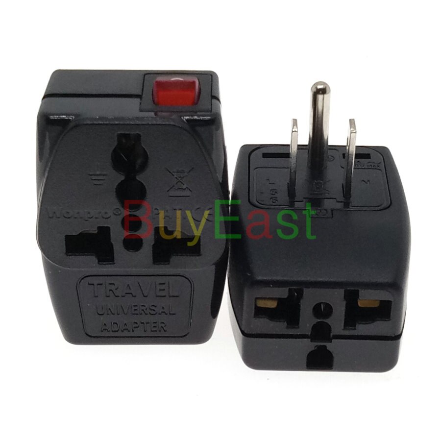2 IN 1 - US Canada Thailand Electrical Plug Adapter AC100~250V 10A With On/Off Main LED Switch