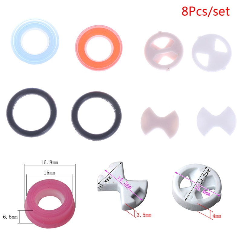 8Pcs/set Ceramic Disc Silicon Washer Insert Turn Replacement 1/2" For Valve Tap