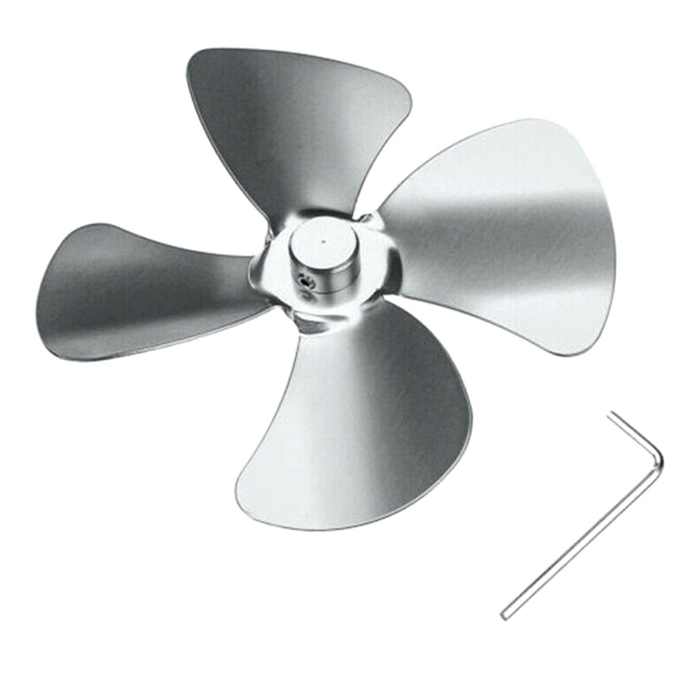Aluminium 4 Blades Accessoires Voor Kachel Fan Haard Warmte Aangedreven Saving FAS6: silver