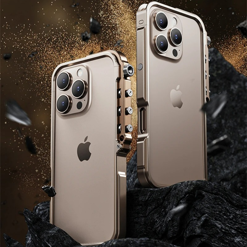 Armadura de aluminio marco de parachoques de Metal funda para IPhone 16 15 14 13 Pro Max Plus IPones 16Pro 15Pro I16 ProMax accesorios de cubierta dura