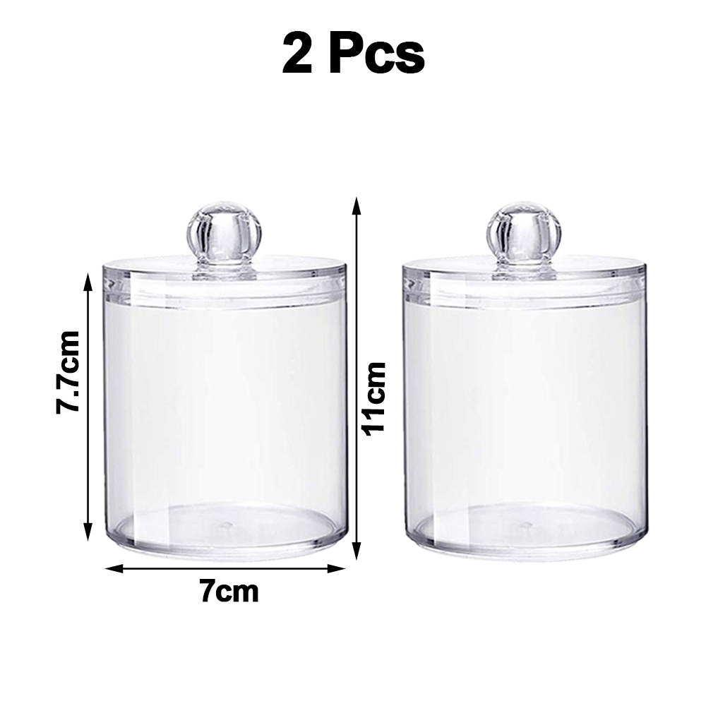 Acrylic Storage Box Transparent Round Qtip Storage Holder Container Cosmetic Cotton Pad Ball Swab Organizer Jewelry Dispenser: 2 PCS Set A