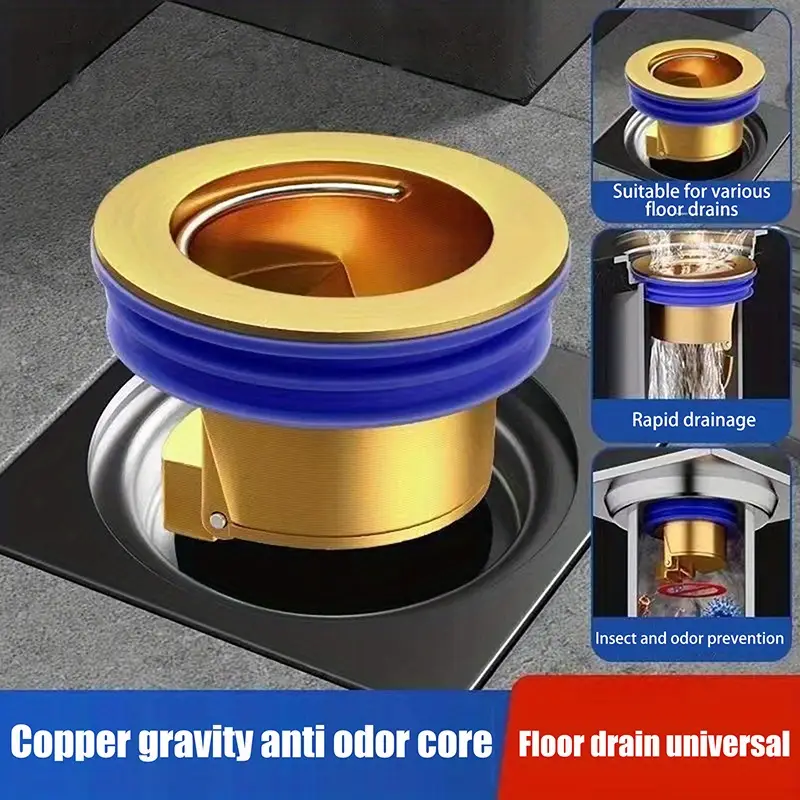Brass floor drain core floor shower drain plug anti-insect and anti-odor kitchen bathroom toilet drain, drain backflow preventer