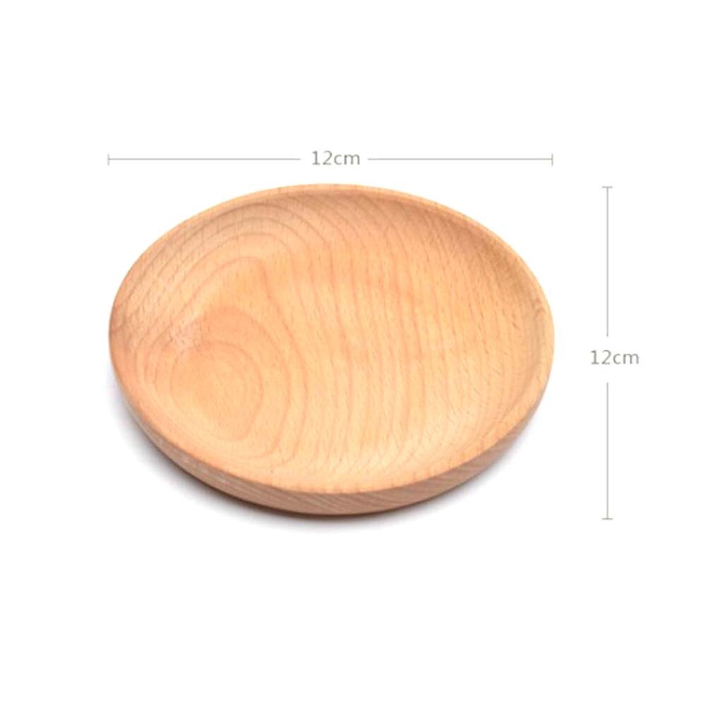Japanese Style Round Wood Dessert Plate Fruit Dishes Saucer Tea Tray Dessert Dinner Plate Home Tableware: 5