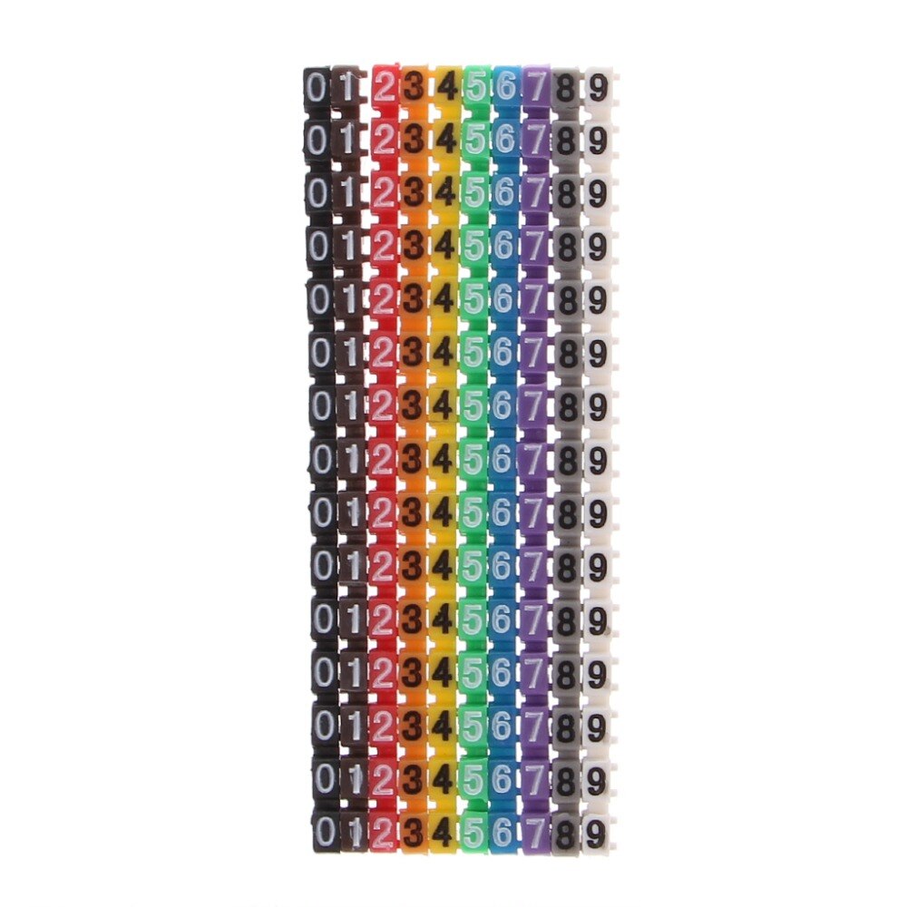 150 stk kabelmarkører farverig c-type markeringsnummeretiket til 2-3mm ledninger
