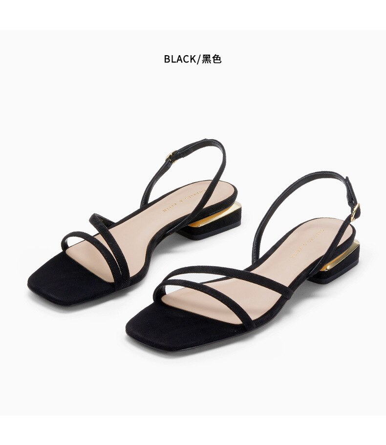 Zomer Lage Hak Sandalen Mode Vierkante Teen Back Strap Sandales Voor Vrouwelijke Feeën: Black / 40