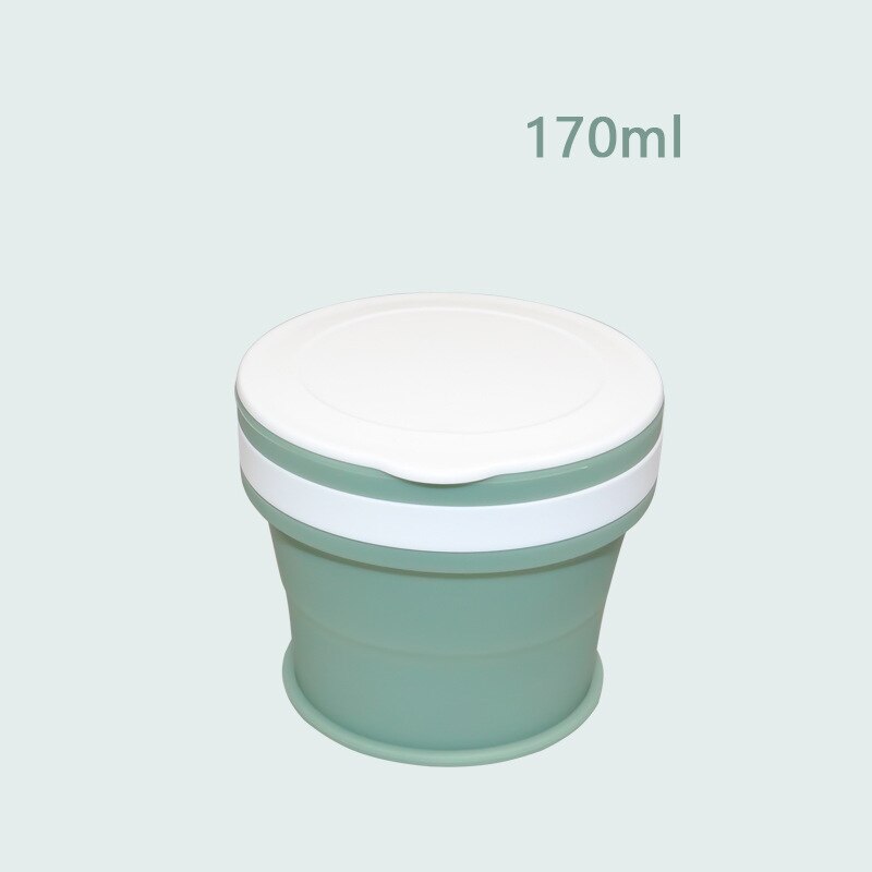 170/270/350ml Folding Silicone Draagbare Siliconen Telescopische Drinken Inklapbare koffie cup vouwen silica cup met Deksels reizen: 170ml Green