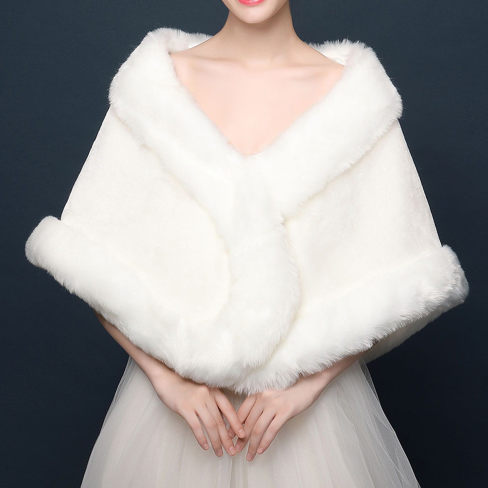 Neue Winter warm Faux Pelz Braut Bolero für Hochzeit Kleid SchöNe Heiße Ärmellose Schal wickeln