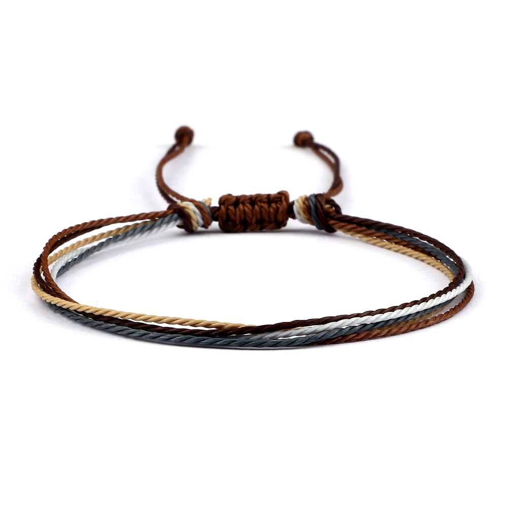 Pulsera trenzada con línea de cera de colores para hombre y mujer, brazalete ajustable, de joyería para amigos, Pulsera de pareja, 13 estilos: style 13