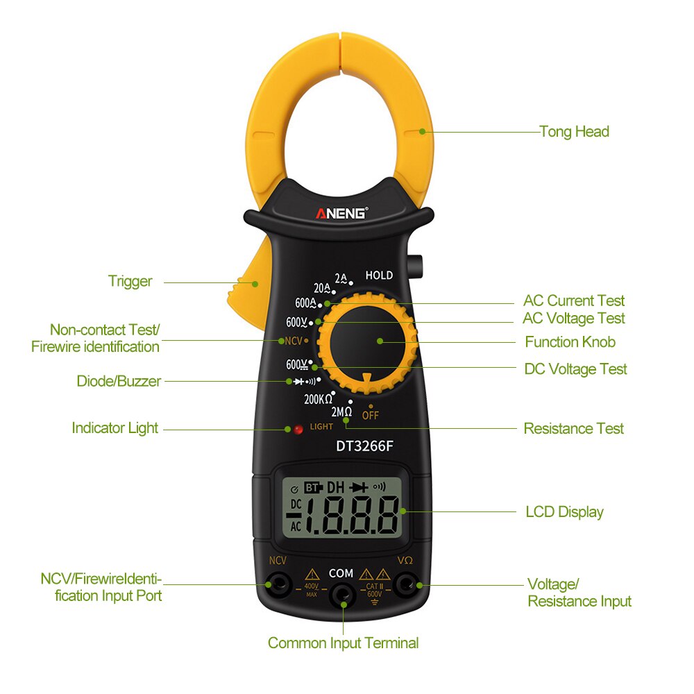 Multimeter Fire DT3266F Digital Clamp Meter Multimeter AC DC Volta... – Vicedeal