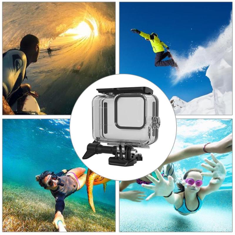 60m undervands vandtætte etuier beskyttende skal til gopro hero 8 sort