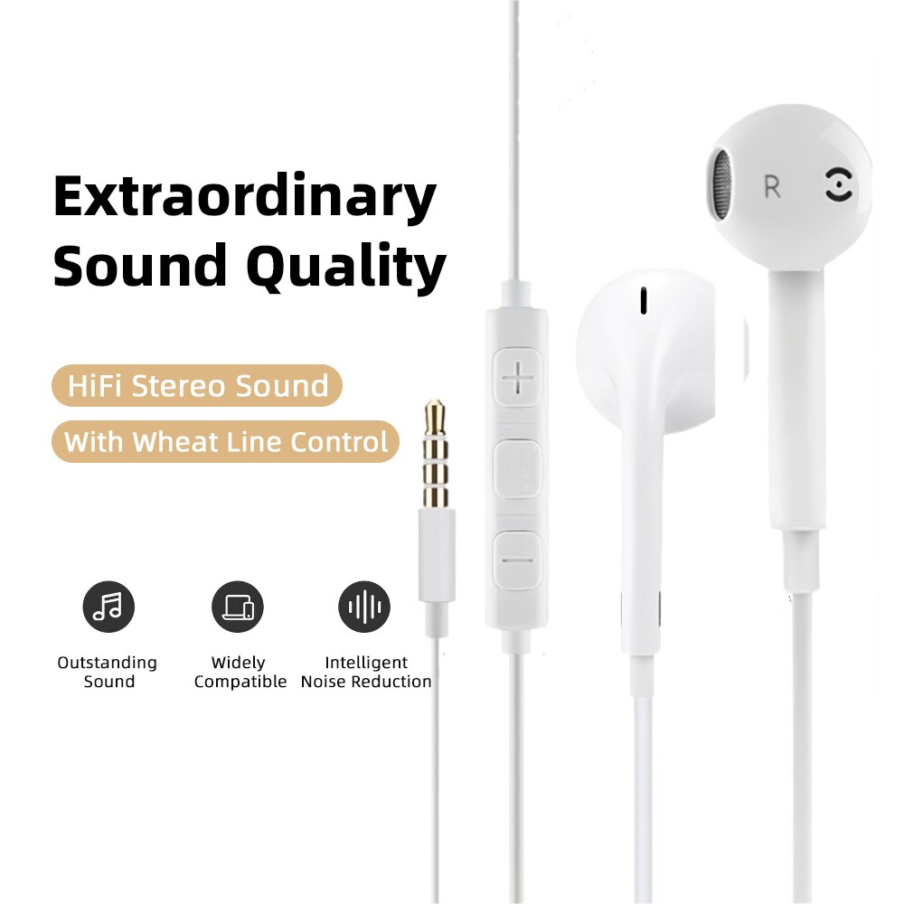 HD Mic Wired Kopfhörer Super Bass Noise Reduction Headset Hifi Stereo In Ear Ohrhörer Handy Zubehör 3,5mm Für iPhone 6 7