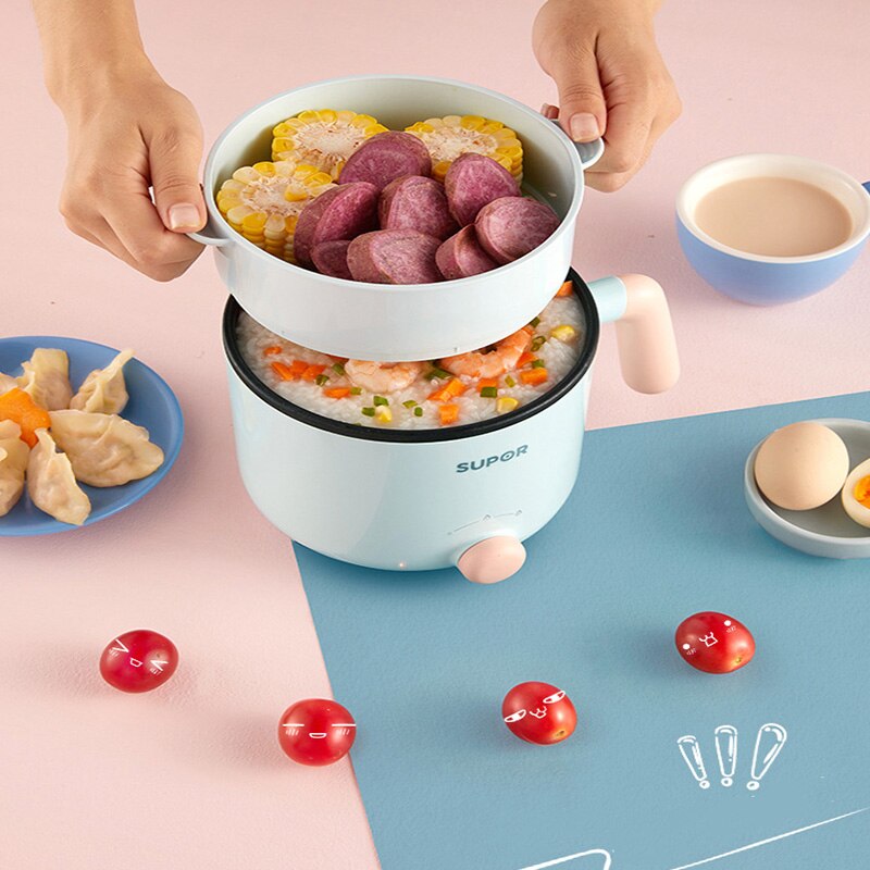 Supor electric saucepan, 1,2 l- capacity, non-stick coated liner, 220v -pot pan, household multi-stove , 600w heating power