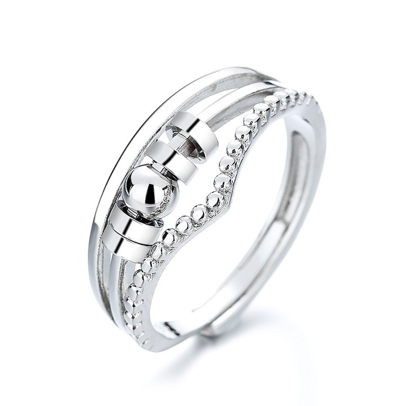 Anxiety Ring Adjustable Opening Women Men Fidget Ring With Bead Worry Stress Relief Jewelry For Female Stacking Finger Rings: RING1258-9