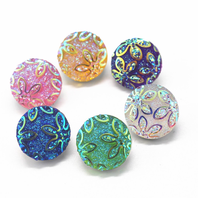 12 Stks/partij Glas Kristal Bloem Snap Knoppen Hars 18Mm Leer Sluiting Drukknoop Armbanden Snap Armband Sieraden