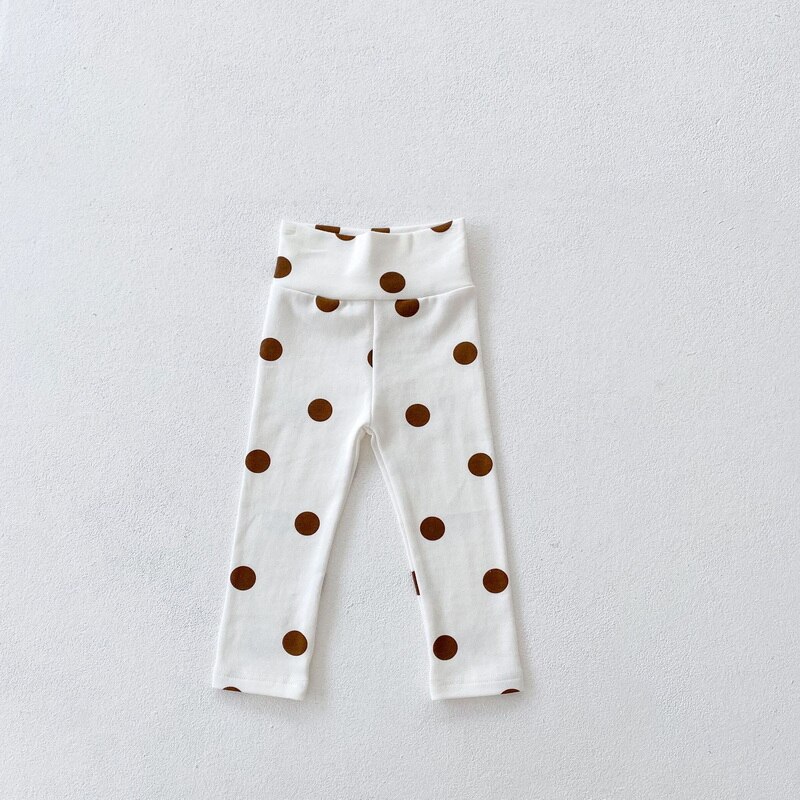 2022 neue Frühjahr Baby Mädchen Jungen Hosen Punkt Plaid Elastische Hohe Taille Gerade Gamaschen freundlicher Hosen Baumwolle Kleidung E6119: Punkt / 90cm 18-24Monate