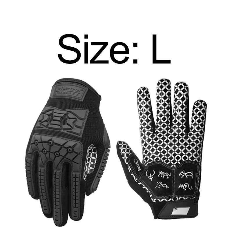 Seibertron Lineman 2.0 Padded Palm Football Receiver Gloves, Flexible TPR Impact Protection Back of Hand Glove Adult Sizes: L