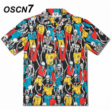 OSCN7 Casual Gedrukt Korte Mouw Mannen Straat Zomer Hawaii Strand Vrouwen Korte Mouw Shirts Harujuku Mens CS005