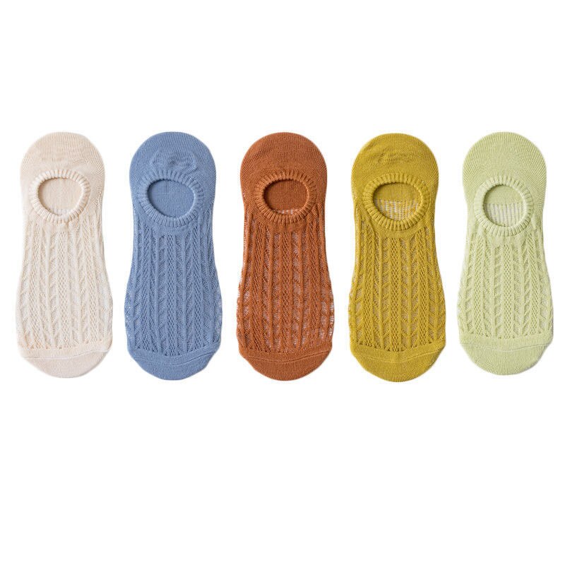 5 paia/lotto calzini invisibili in cotone Mujer antiscivolo Chaussette caviglia bassa donna femminile calzini da barca No Show Calcetines traspiranti: 03