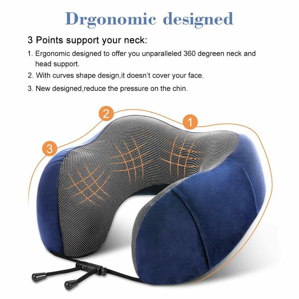 U-Shape Travel Pillow Soft Slow Rebound Neck Pillow Solid Neck Cervical Healthcare Pillow Bedding Travel Pillow Neck Massage