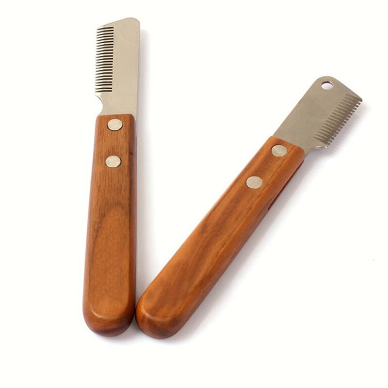 Pet Supplies Dog Comb Stainless Steel Wooden Handle Skinning Knife Pet Epilator Remove Undercoat Pet Accessories