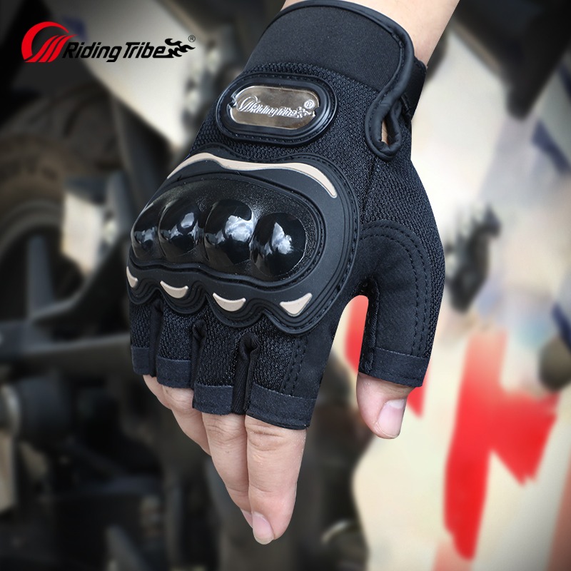 PRO-BIKER guantes de motocicleta para montar medio dedo Touring Chopper Scooter calle engranajes protectores guantes de tela de malla