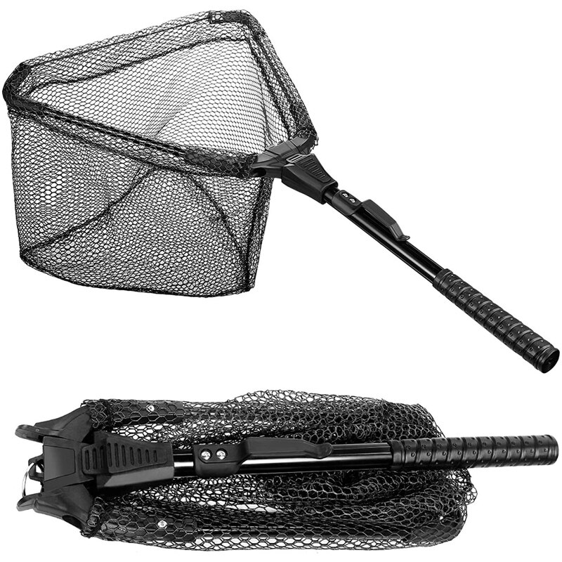 Fishing Net, Foldable Collapsible Fishing Landing Net, Telescopic Pole Handle, Safe Fish Catching or Releasing Network