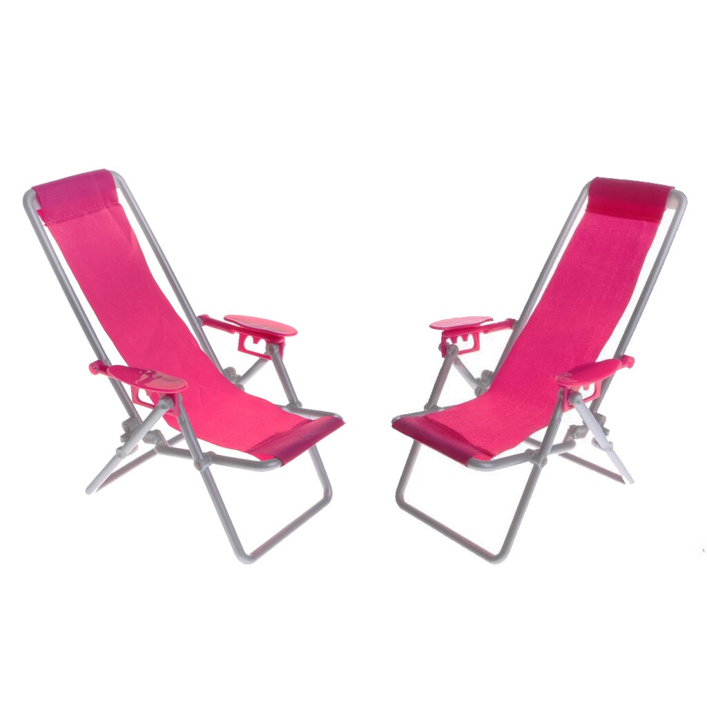 2 Set di sedie a sdraio in plastica 1/6 per accessori in miniatura per case delle bambole