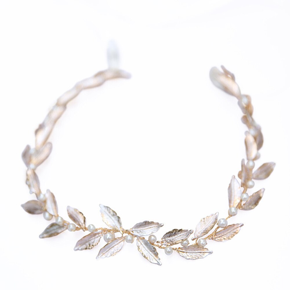 Adorno capilar nupcial de boda minimalista Vintage hojas enredadera para el cabello tocados de perlas decorativas para niñas o mujeres agraciadas: Default Title