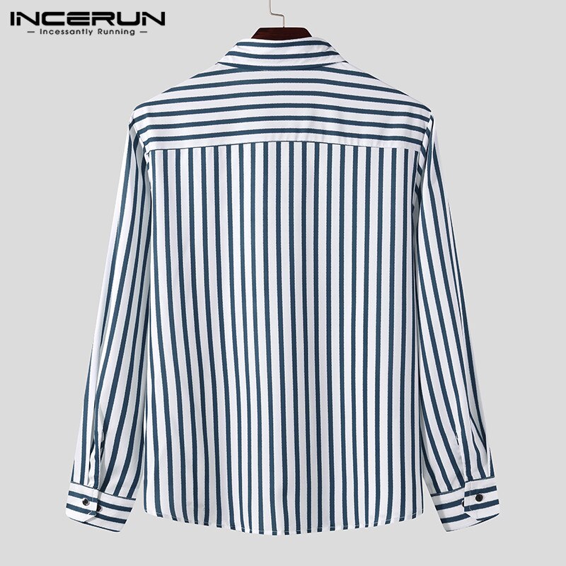 Raidalliset paidat incerun miesten pitkähihainen alaspäin kaulus sosiaalinen camisa fitness puuvilla chemise miesten mekkopaidat s -3xl