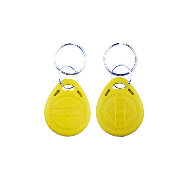 Keyfob smart ID Card Read only RFID Tag Proximity 125Khz Key fobs Ring Access Control Card Red Blue -10pcs: YELLOW