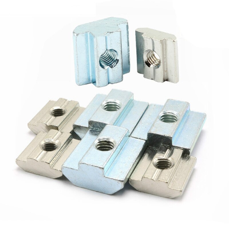20 st 50 st/lot t glidande hammarmutterblock fyrkantsmuttrar  m5 mutter aluminiumprofilslits zinkbelagd platta aluminiumtillbehör