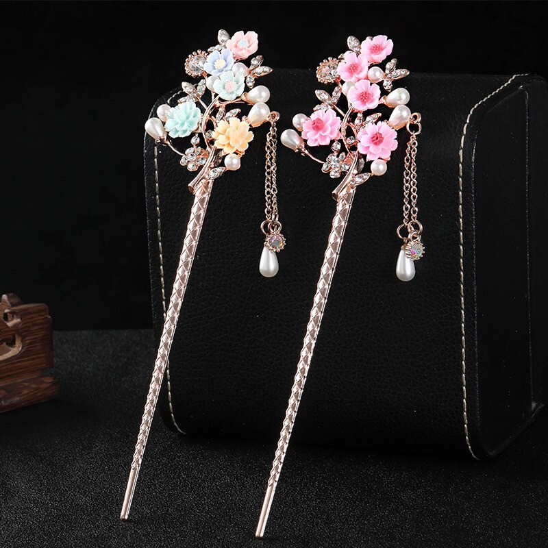 Stop w stylu chińskim szpilka moda w stylu Retro metalowe do włosów kij kwiat Vintage Hairwear akcesoria do włosów dla kobiet Styling Tools