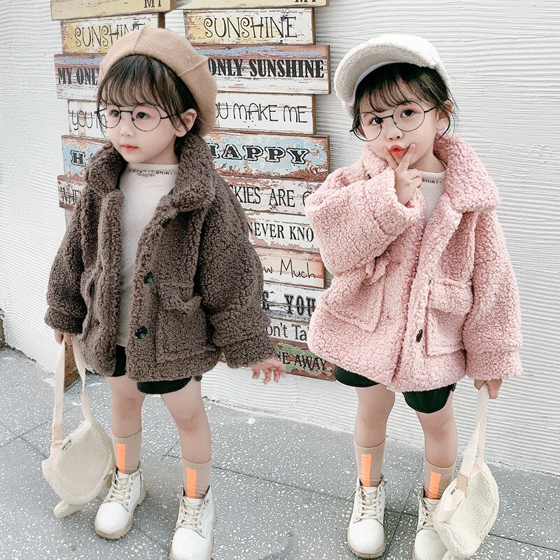 Baby Girls Winter Jackets Lambs Wool Coats Kids Warm Jackets berber Fleece Children Outerwear Girls Loose Coats Baby Overcoat