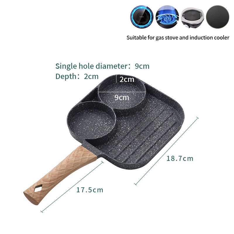 WORTHBUY 4 Holes Frying Pan Pot Non-Stick Saucepan For Hamburger Egg Omelet Pancake Pan Thickened Cooking Pan Kitchen Cookware: Style A