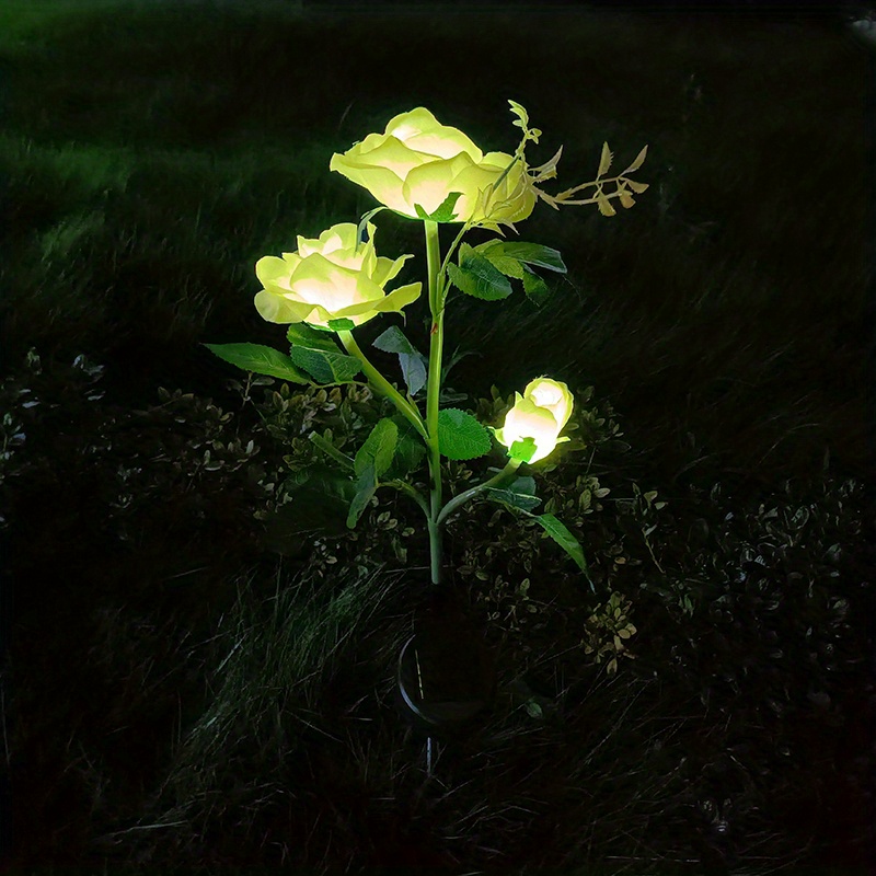 Luz Solar de rosa para jardín, LED realista, flor de rosa, decoración de cementerio, luz de estaca, jardín, patio, tumba, decorativa, resistente al agua: Luna Azul