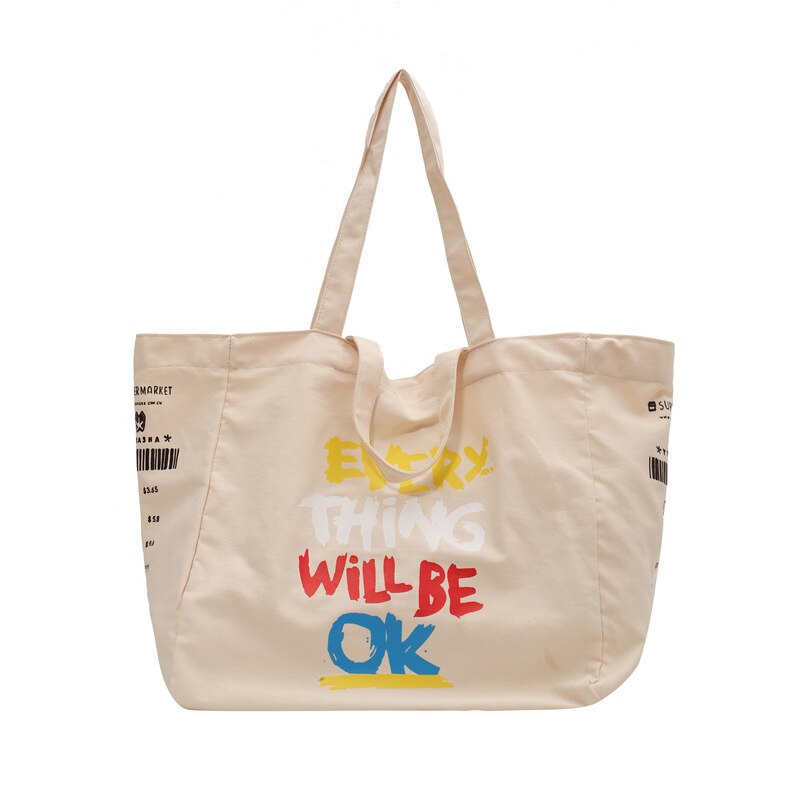 Sac de courses en toile Extra Large pour femmes, fourre-tout d'épicerie en tissu de coton , sacs à bandoulière pour jeunes filles