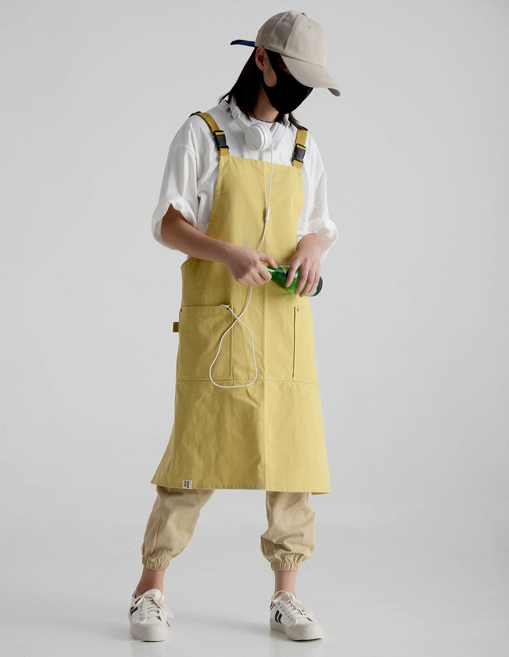 100%  bomulds justerbart vandtæt kogeforklæde blød kokken bagning bbq køkken grill kunstner male forklæder til kvinder og mænd: 2