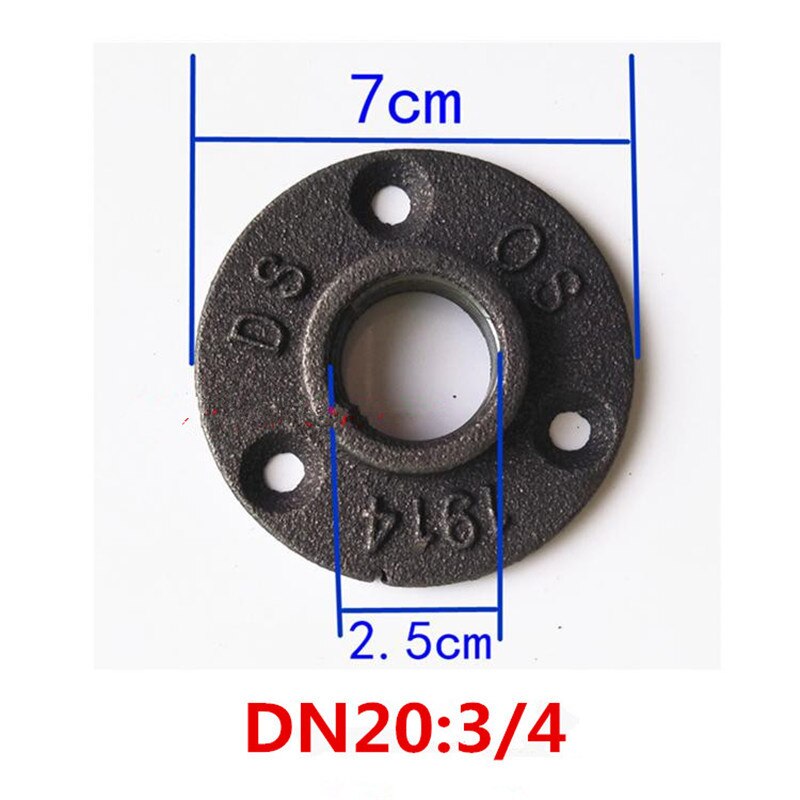 4 stücke gusseisen flansche Gewinde BSP Temperguss 1/2 "3/4" Rohrverbindungsstücke Wandhalterung Boden Antike 3 See Flansch Stück Hardware-