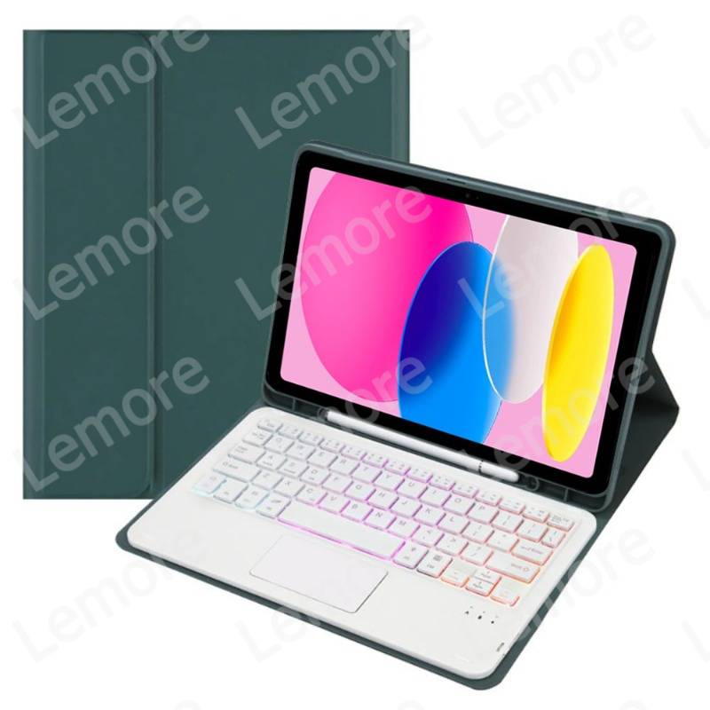 Engels toetsenbord met touchpad voor iPad A16 11 '' / iPad 2025 11e generatie 2025 Verlicht toetsenbordhoes met potloodsleufstandaard: Blauw
