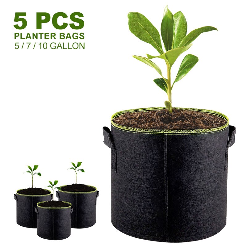 5 stuks vilten planten kweekzak groente bloem aardappel pot container tuin plantmand boerderij thuis kweekzakken 5/7/10 gallon