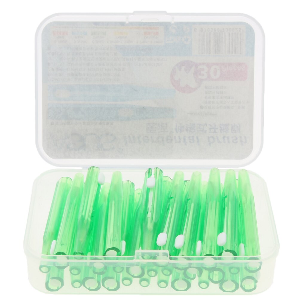 30 Pcs Intertooth Angled Gap Brushes Toothpick Teeth Cleaning Set Oral Care: Green